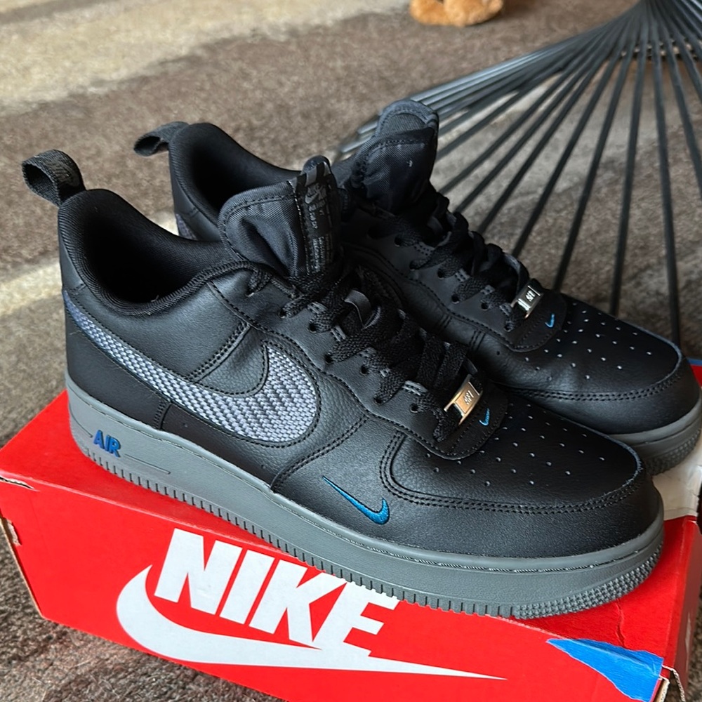 Nike AF1 Flight Lite Mid Black/ Black-Cyber Teal Mens Size 11.5 Sneakers